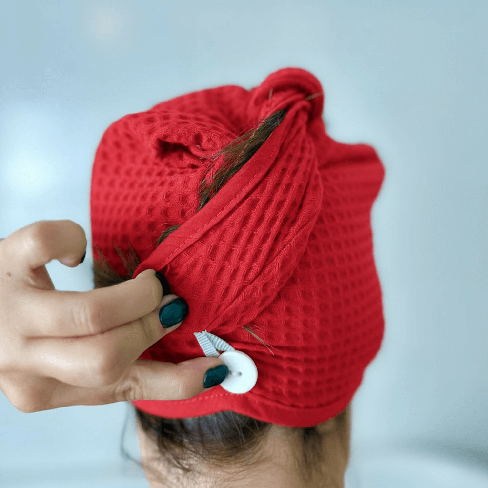 Red waffl hair wrap
